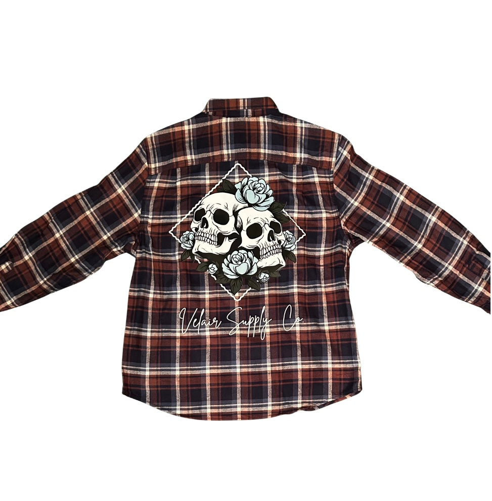 Forever Rose Flannel - Brown/Navy Plaid