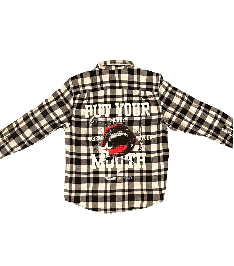 Money Talks - Stone/Charcoal Check